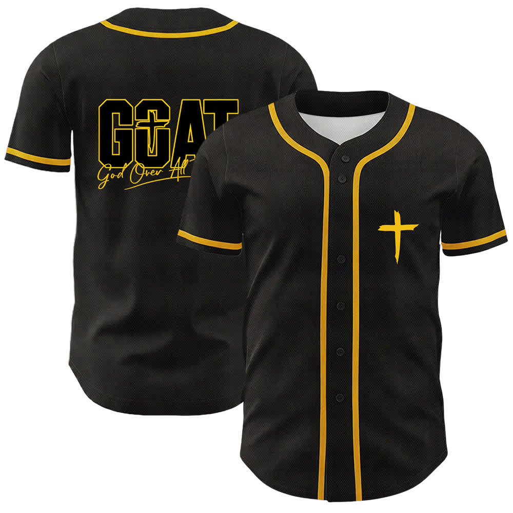Christianartworkshop GOAT Gott über alles Einfaches Kreuz Unisex Baseballtrikot - Gelb - 5XL - image 0