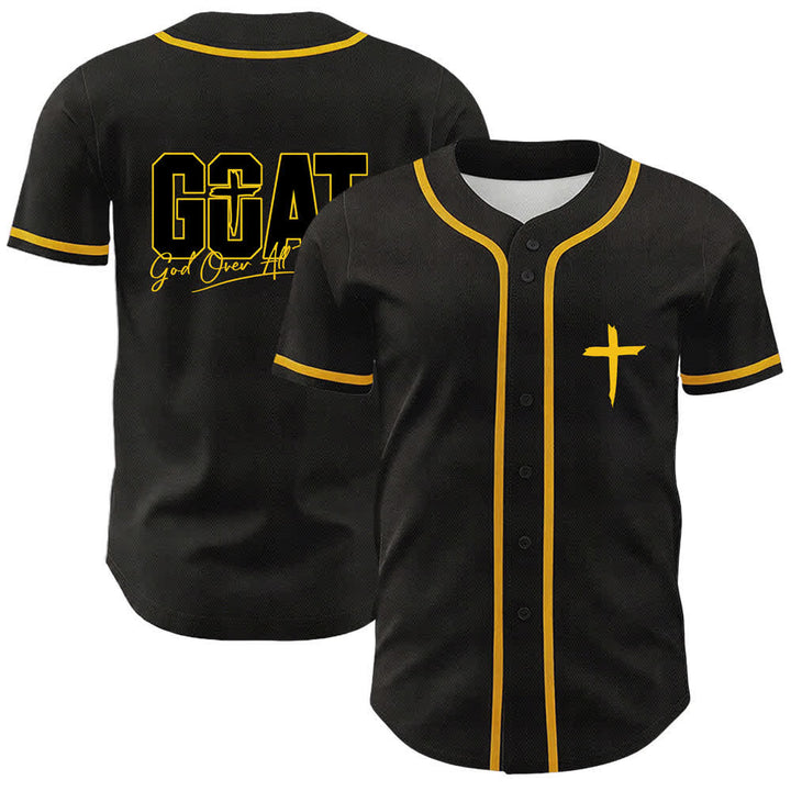 Christianartworkshop GOAT Gott über alles Einfaches Kreuz Unisex Baseballtrikot - Gelb - 5XL - image 0