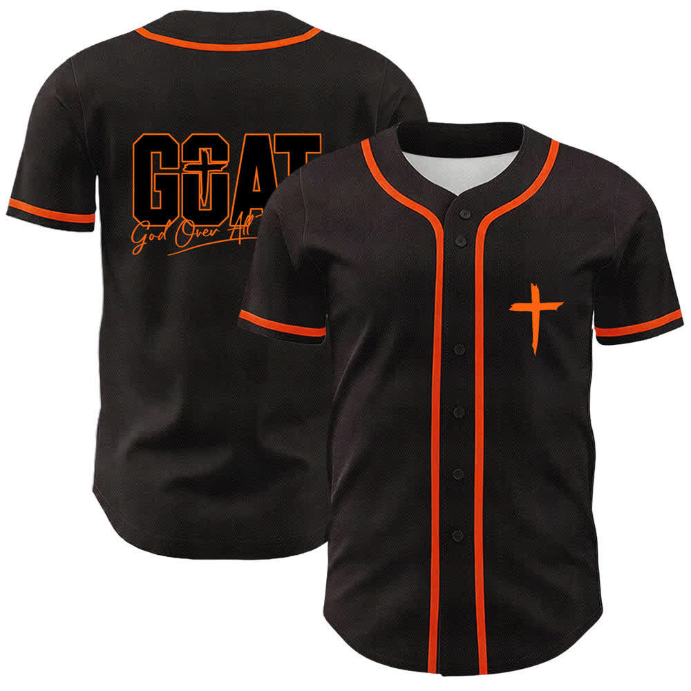 Christianartworkshop GOAT Gott über alles Einfaches Kreuz Unisex Baseballtrikot - Orange - 5XL - image 9