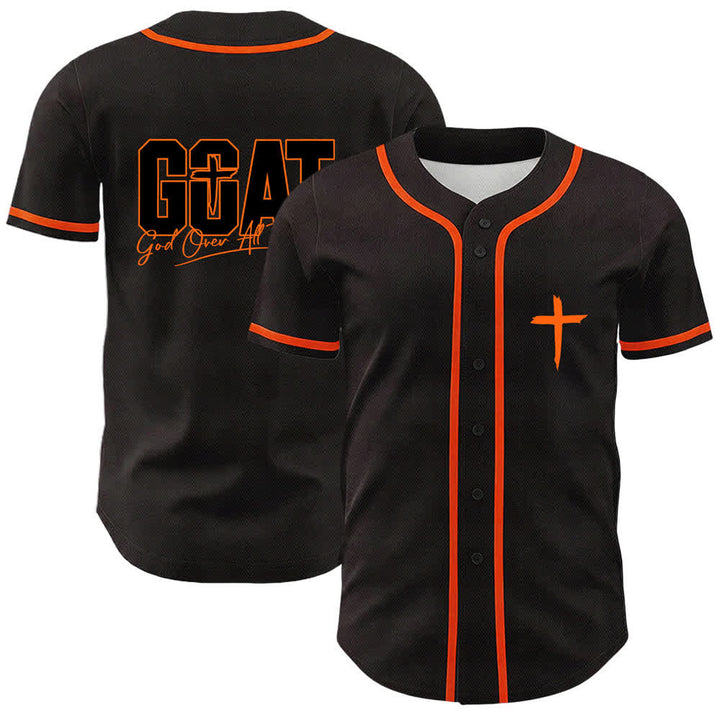 Christianartworkshop GOAT Gott über alles Einfaches Kreuz Unisex Baseballtrikot - Orange - 5XL - image 9