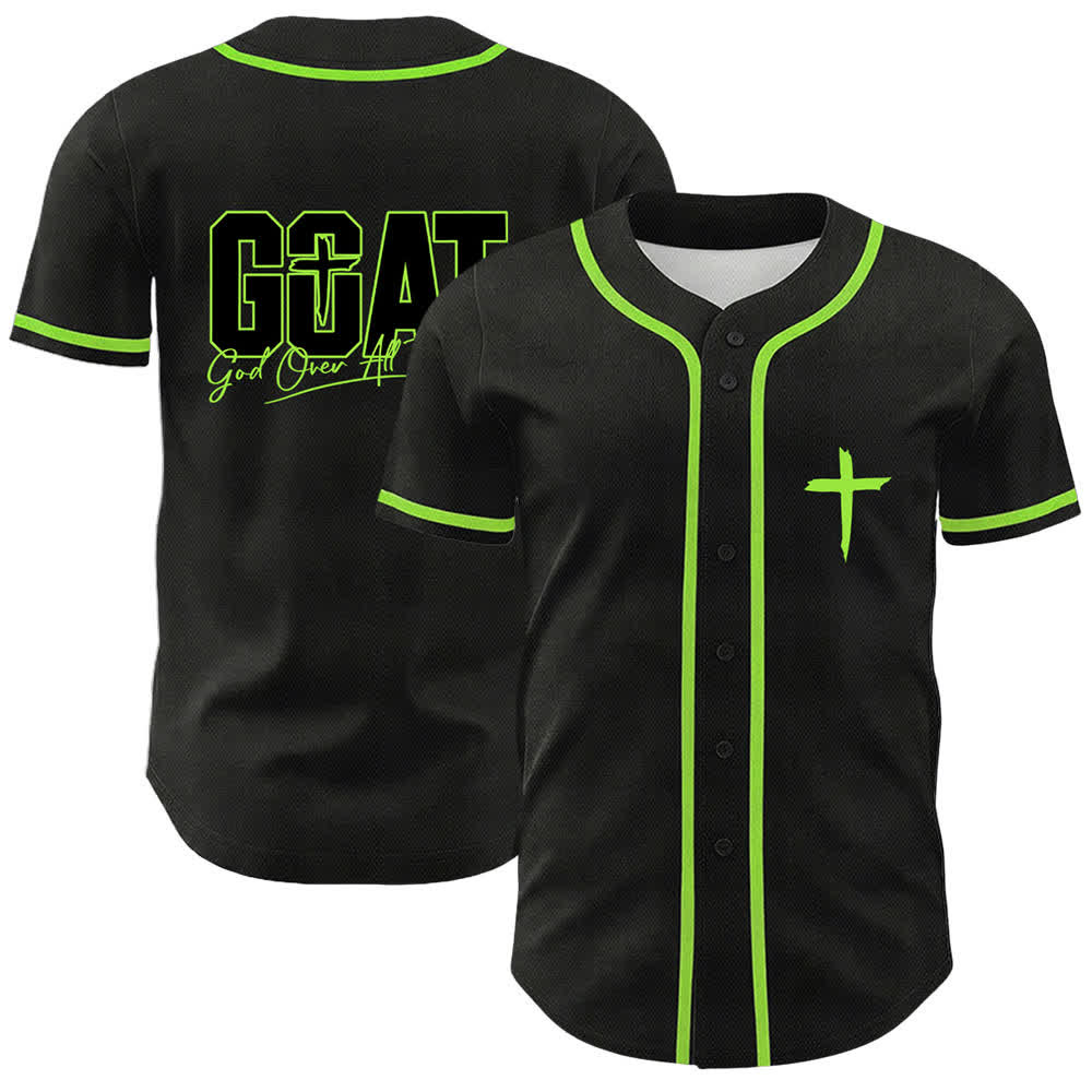 Christianartworkshop GOAT Gott über alles Einfaches Kreuz Unisex Baseballtrikot - Hellgrün - 5XL - image 15