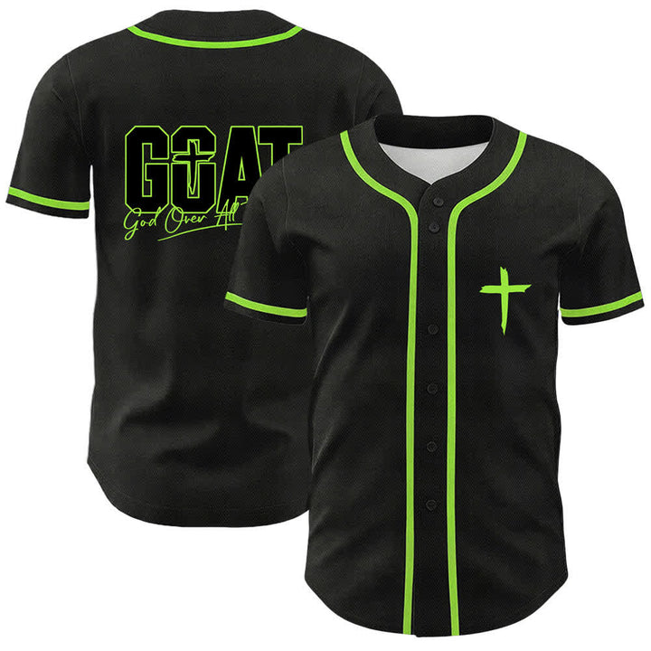 Christianartworkshop GOAT Gott über alles Einfaches Kreuz Unisex Baseballtrikot - Hellgrün - 5XL - image 15