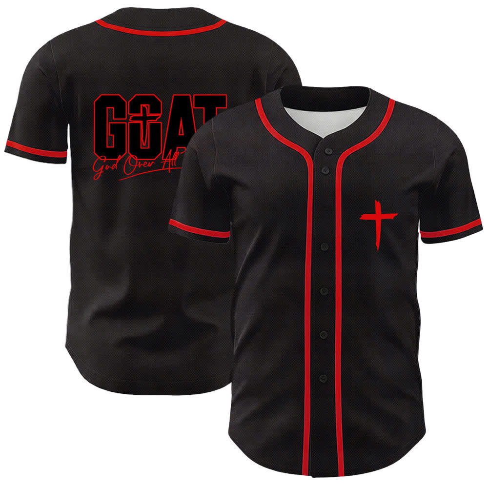 Christianartworkshop GOAT Gott über alles Einfaches Kreuz Unisex Baseballtrikot - Rot - 5XL - image 6