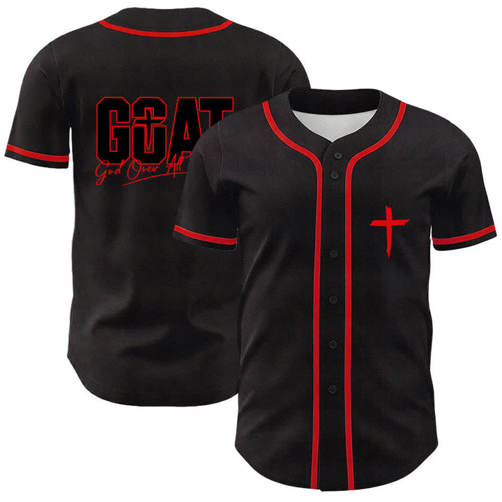 Christianartworkshop GOAT Gott über alles Einfaches Kreuz Unisex Baseballtrikot - Rot - 5XL - image 6