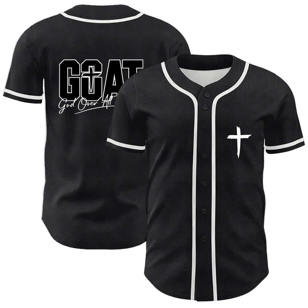 Christianartworkshop GOAT Gott über alles Einfaches Kreuz Unisex Baseballtrikot - Weiß - 5XL - image 3