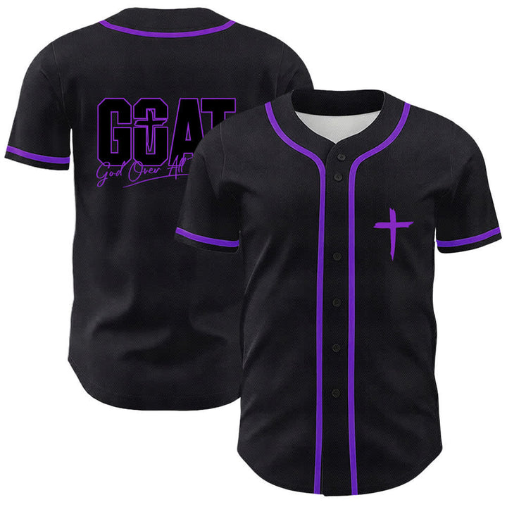 Christianartworkshop GOAT Gott über alles Einfaches Kreuz Unisex Baseballtrikot - Lila - 5XL - image 18