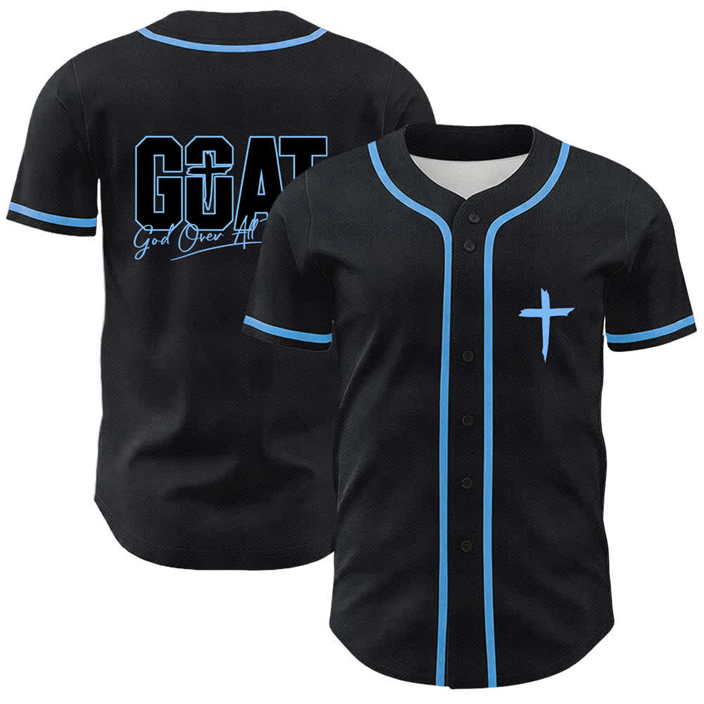 Christianartworkshop GOAT Gott über alles Einfaches Kreuz Unisex Baseballtrikot - Blau - 5XL - image 12