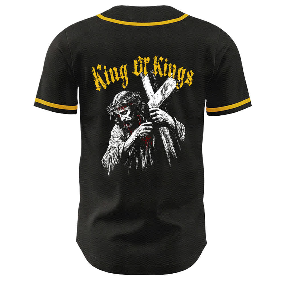 Christianartworkshop King Of Kings Nummer 33 Jesus trägt Kreuz Unisex Baseballtrikot - image 2