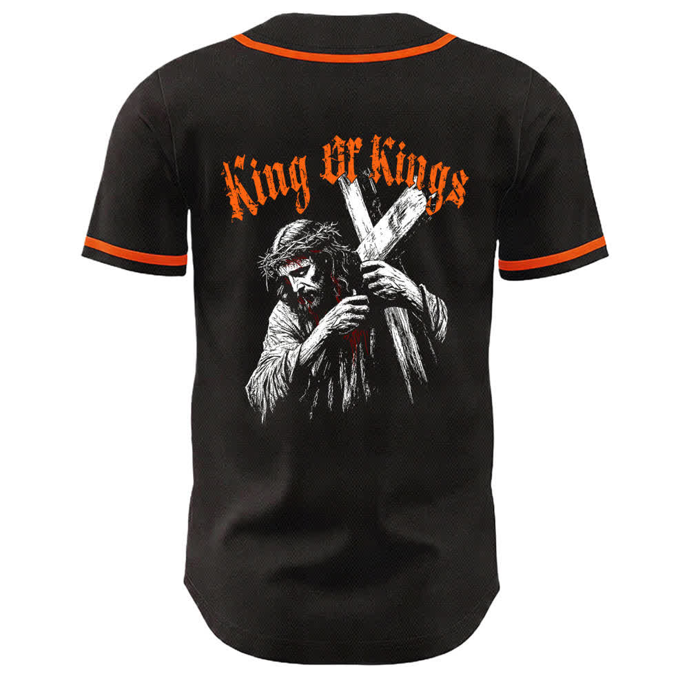 Christianartworkshop King Of Kings Nummer 33 Jesus trägt Kreuz Unisex Baseballtrikot - image 11