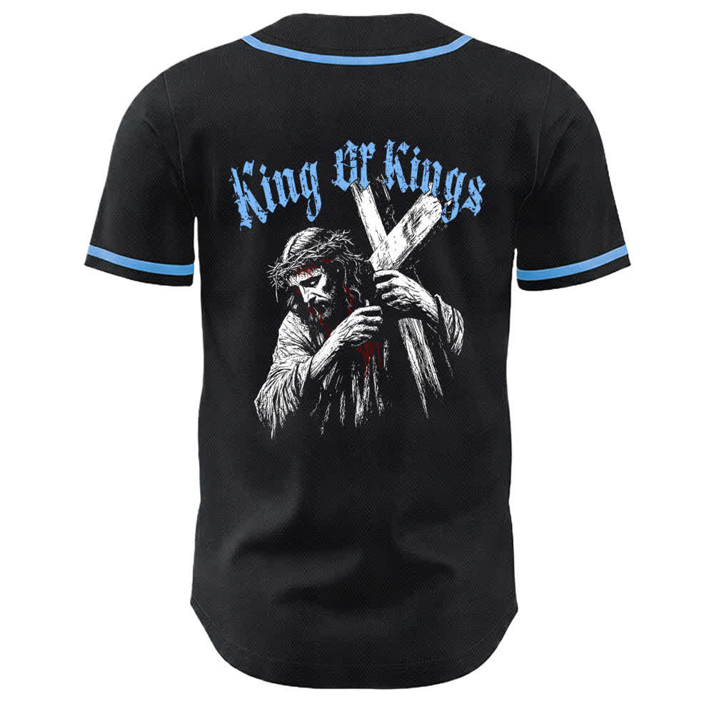 Christianartworkshop King Of Kings Nummer 33 Jesus trägt Kreuz Unisex Baseballtrikot - image 14
