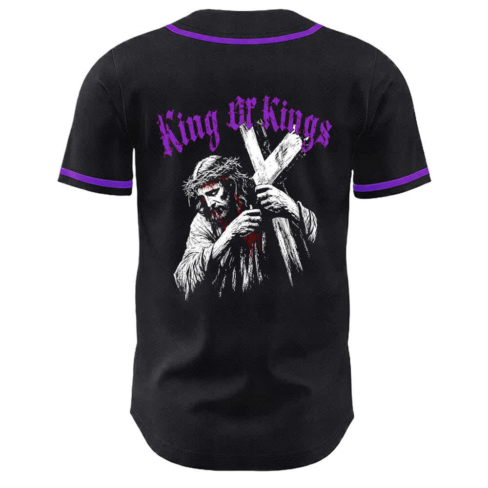 Christianartworkshop King Of Kings Nummer 33 Jesus trägt Kreuz Unisex Baseballtrikot - image 20