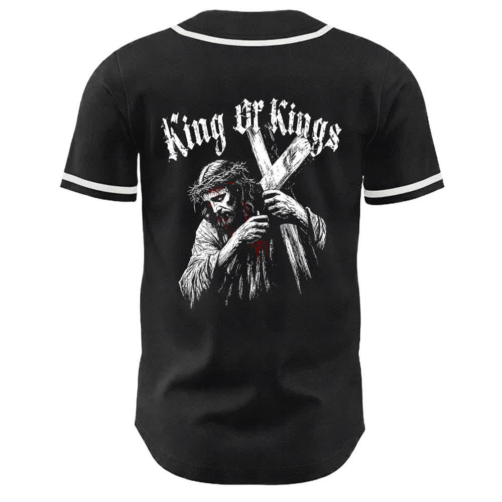 Christianartworkshop King Of Kings Nummer 33 Jesus trägt Kreuz Unisex Baseballtrikot - image 5