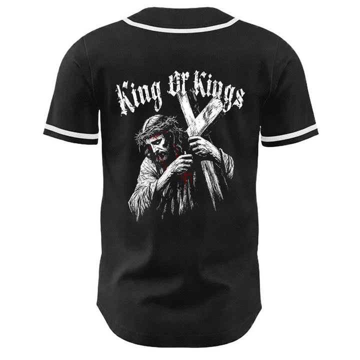 Christianartworkshop King Of Kings Nummer 33 Jesus trägt Kreuz Unisex Baseballtrikot - image 5