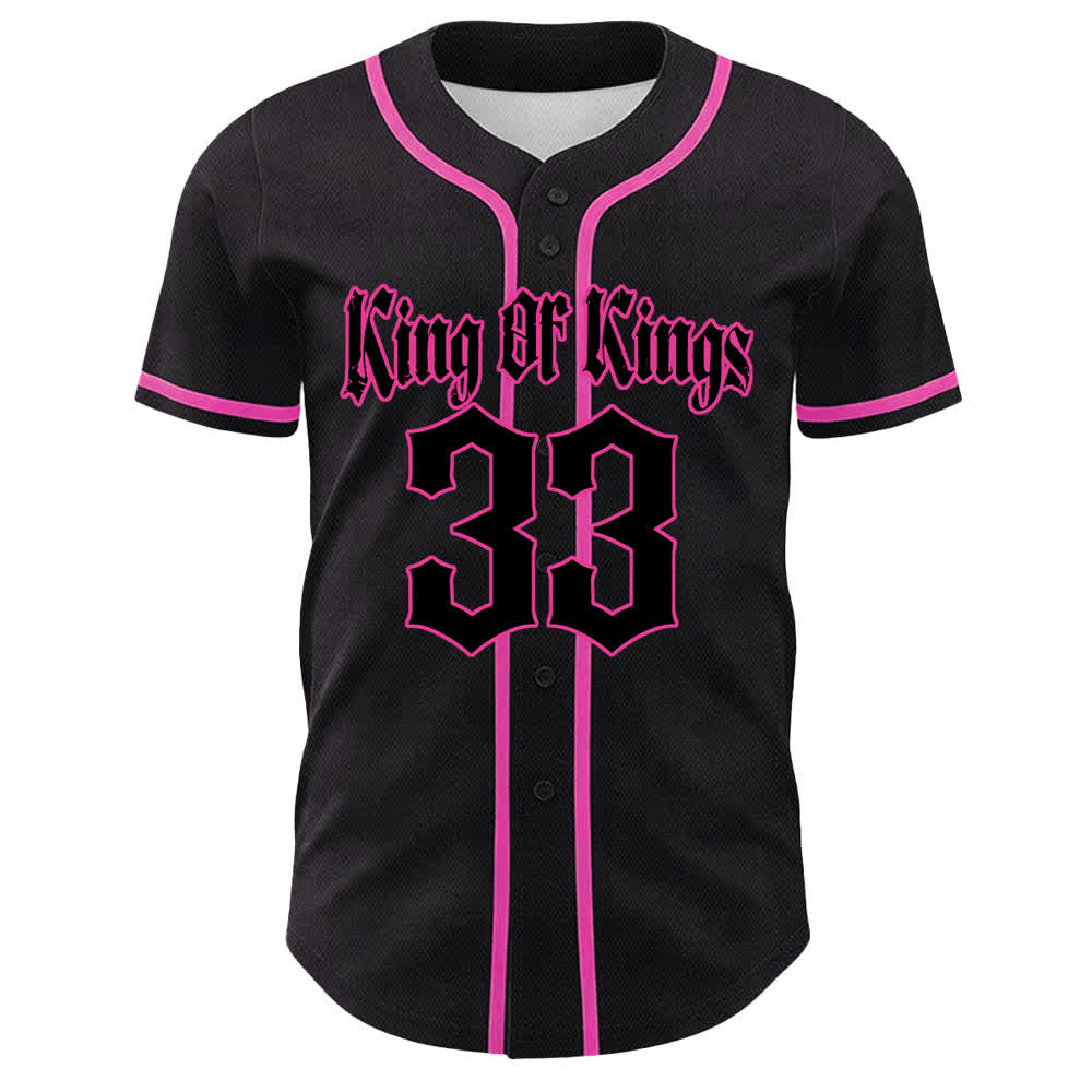 Christianartworkshop King Of Kings Nummer 33 Jesus trägt Kreuz Unisex Baseballtrikot - Rosa - 5XL - image 21