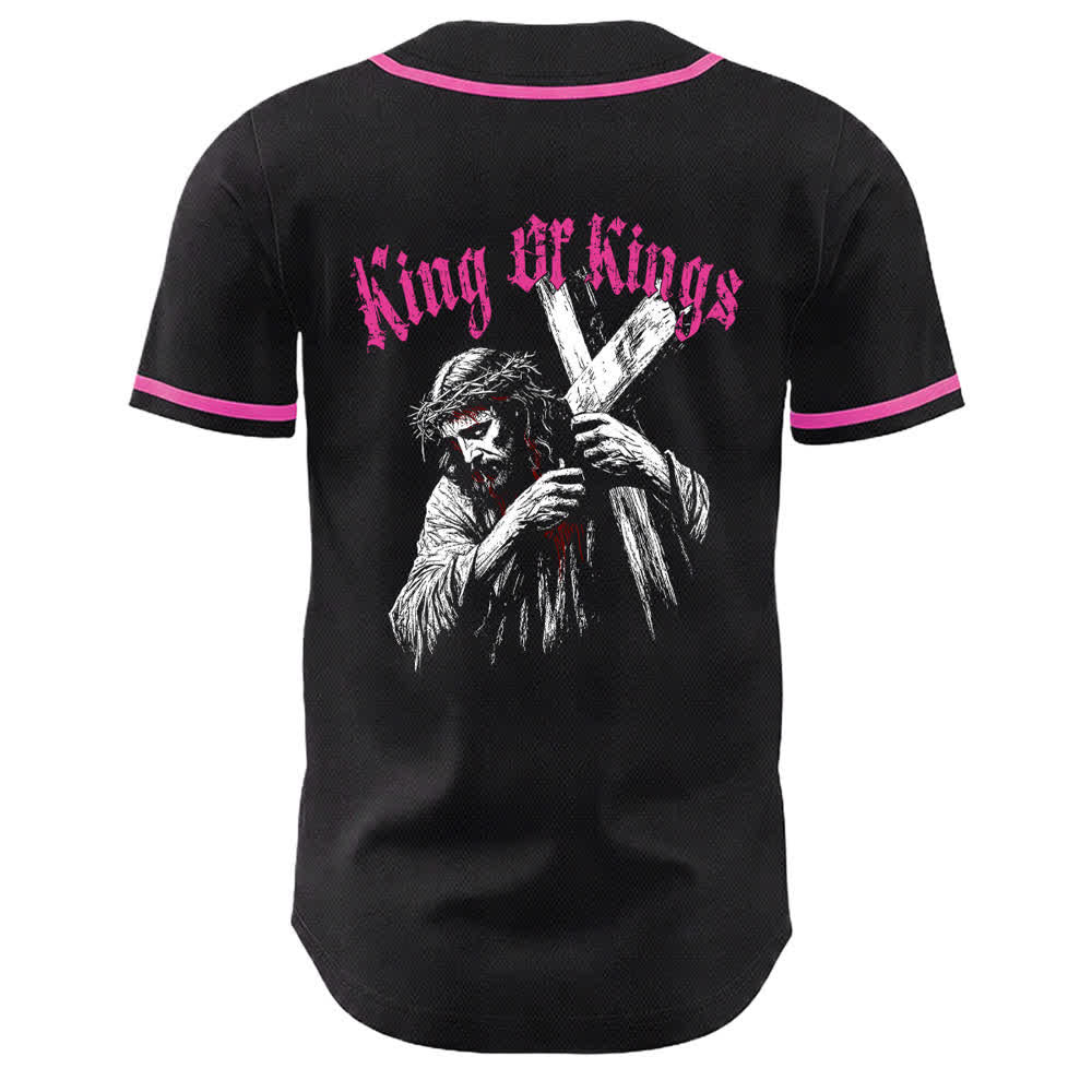 Christianartworkshop King Of Kings Nummer 33 Jesus trägt Kreuz Unisex Baseballtrikot - image 23