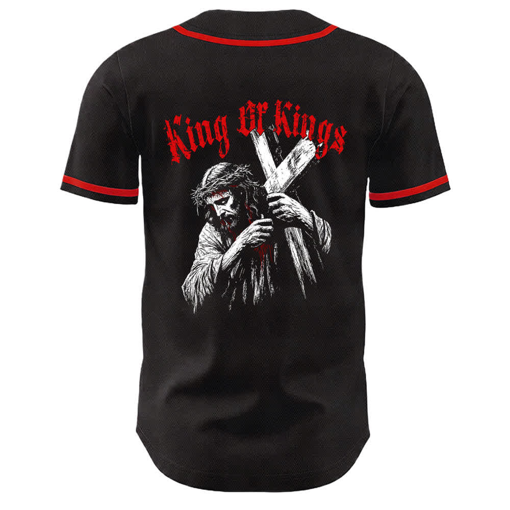 Christianartworkshop King Of Kings Nummer 33 Jesus trägt Kreuz Unisex Baseballtrikot - image 8