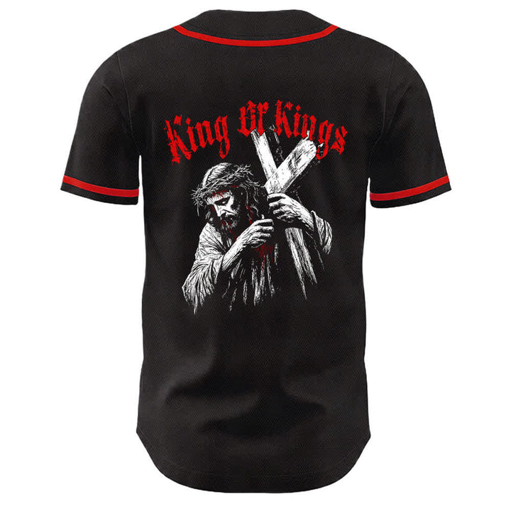Christianartworkshop King Of Kings Nummer 33 Jesus trägt Kreuz Unisex Baseballtrikot - image 8