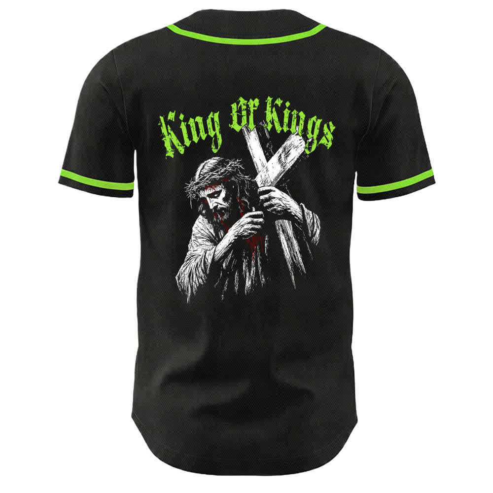 Christianartworkshop King Of Kings Nummer 33 Jesus trägt Kreuz Unisex Baseballtrikot - image 17