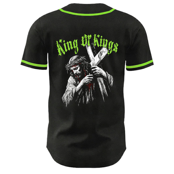 Christianartworkshop King Of Kings Nummer 33 Jesus trägt Kreuz Unisex Baseballtrikot - image 17