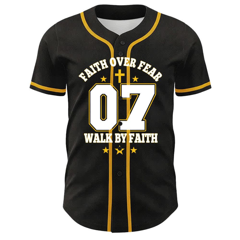 Christianartworkshop Glaube statt Angst Gehe an der Angst vorbei Nummer 07 Taubenkreuz Unisex-Baseballtrikot - image 1