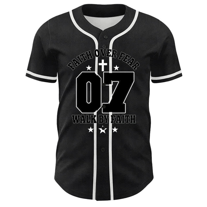 Christianartworkshop Glaube statt Angst Gehe an der Angst vorbei Nummer 07 Taubenkreuz Unisex-Baseballtrikot - image 4