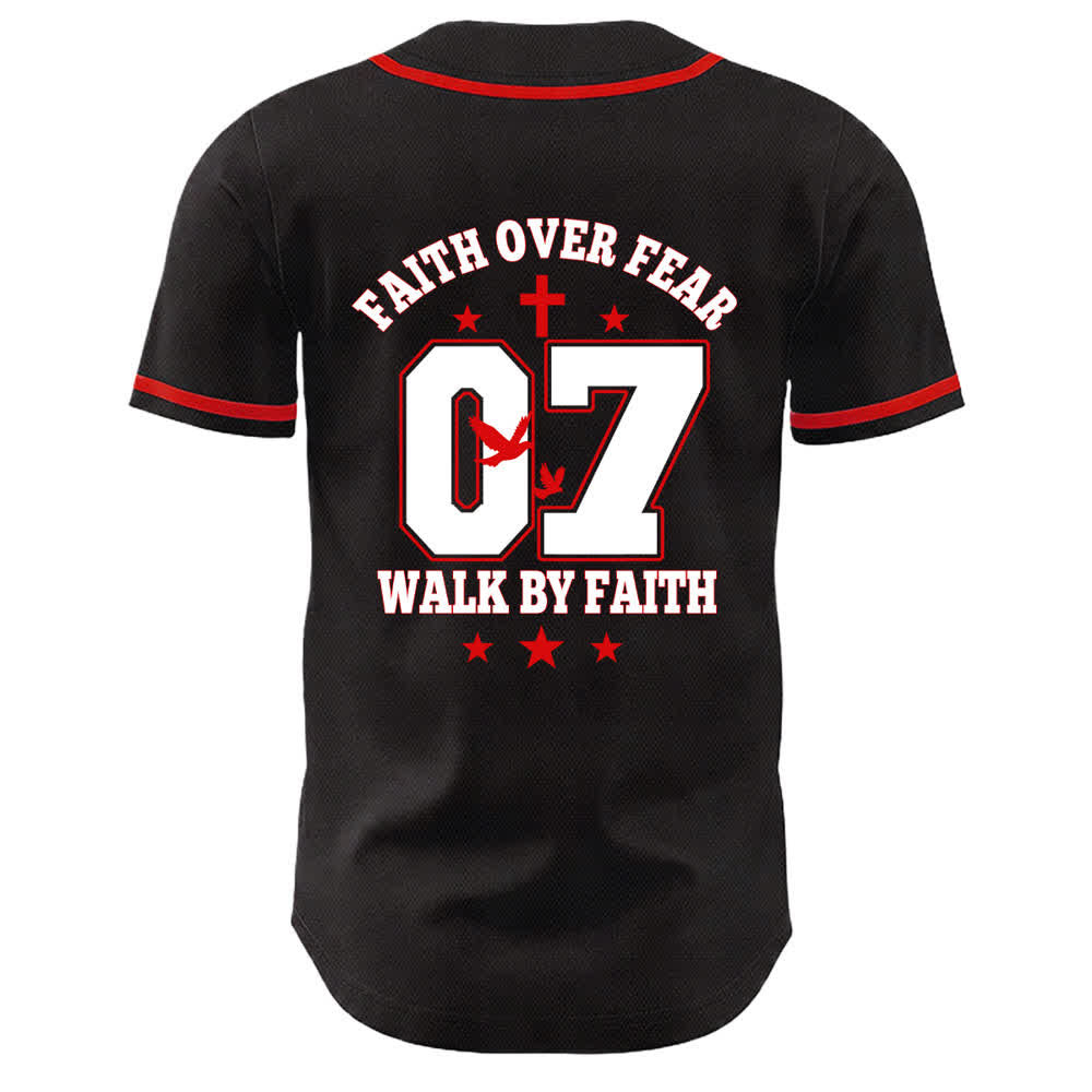 Christianartworkshop Glaube statt Angst Gehe an der Angst vorbei Nummer 07 Taubenkreuz Unisex-Baseballtrikot - image 8