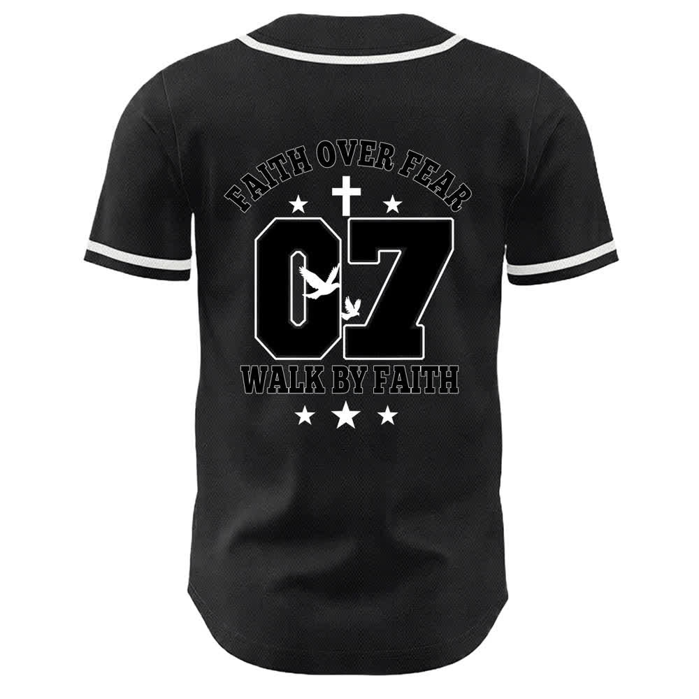 Christianartworkshop Glaube statt Angst Gehe an der Angst vorbei Nummer 07 Taubenkreuz Unisex-Baseballtrikot - image 5