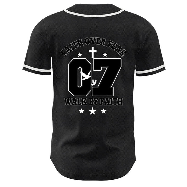 Christianartworkshop Glaube statt Angst Gehe an der Angst vorbei Nummer 07 Taubenkreuz Unisex-Baseballtrikot - image 5