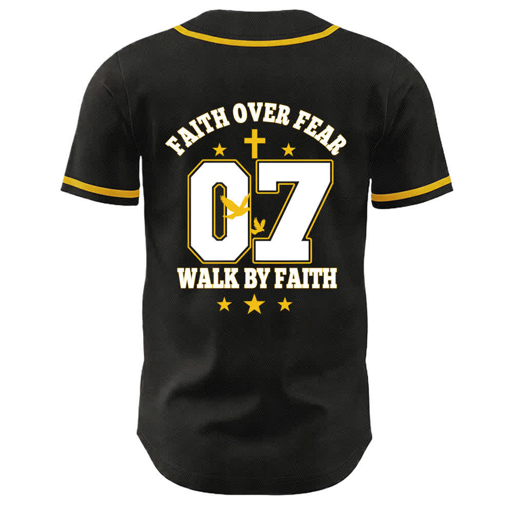 Christianartworkshop Glaube statt Angst Gehe an der Angst vorbei Nummer 07 Taubenkreuz Unisex-Baseballtrikot - image 2