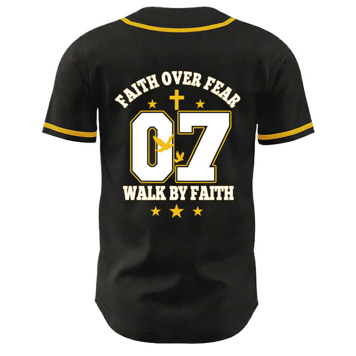 Christianartworkshop Glaube statt Angst Gehe an der Angst vorbei Nummer 07 Taubenkreuz Unisex-Baseballtrikot - image 2