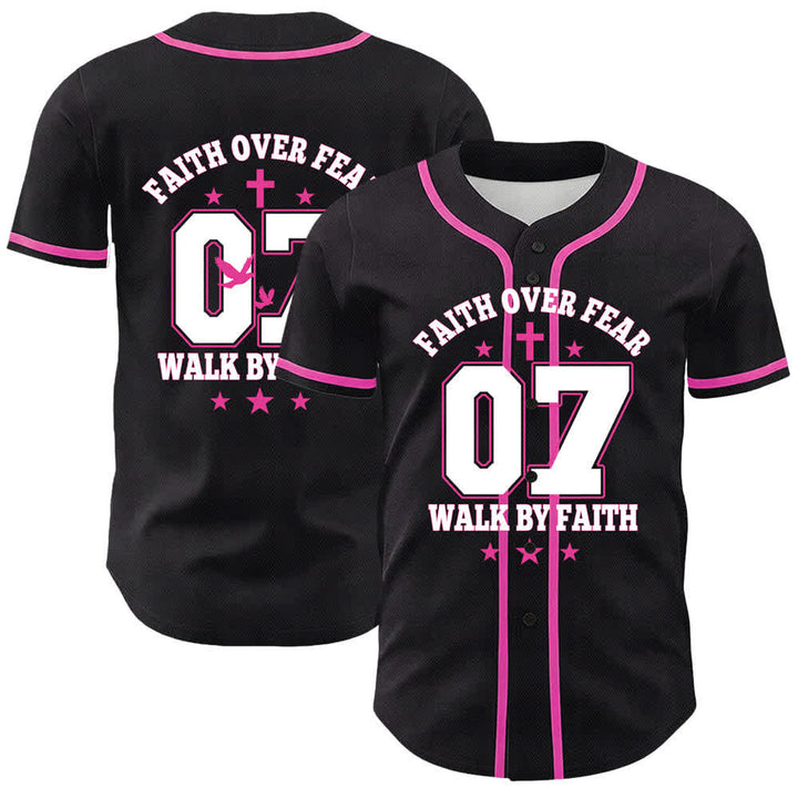 Christianartworkshop Glaube statt Angst Gehe an der Angst vorbei Nummer 07 Taubenkreuz Unisex-Baseballtrikot - Rosa - 5XL - image 21