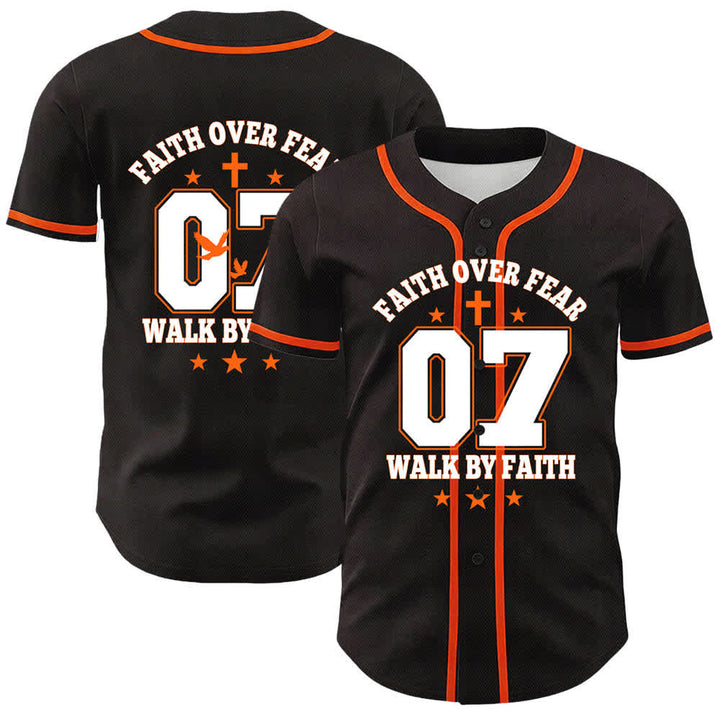 Christianartworkshop Glaube statt Angst Gehe an der Angst vorbei Nummer 07 Taubenkreuz Unisex-Baseballtrikot - Orange - 5XL - image 9