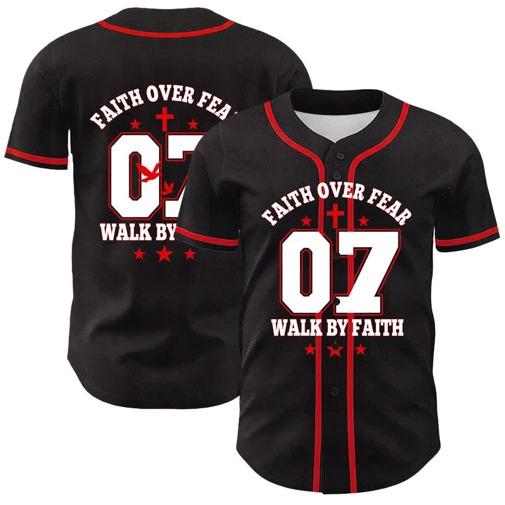 Christianartworkshop Glaube statt Angst Gehe an der Angst vorbei Nummer 07 Taubenkreuz Unisex-Baseballtrikot - Rot - 5XL - image 6