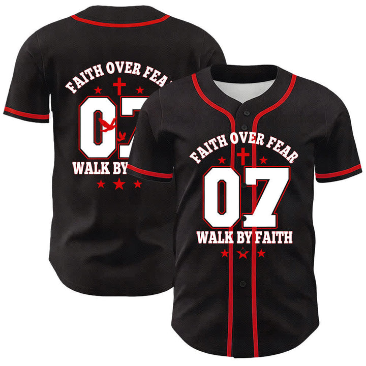 Christianartworkshop Glaube statt Angst Gehe an der Angst vorbei Nummer 07 Taubenkreuz Unisex-Baseballtrikot - Rot - 5XL - image 6