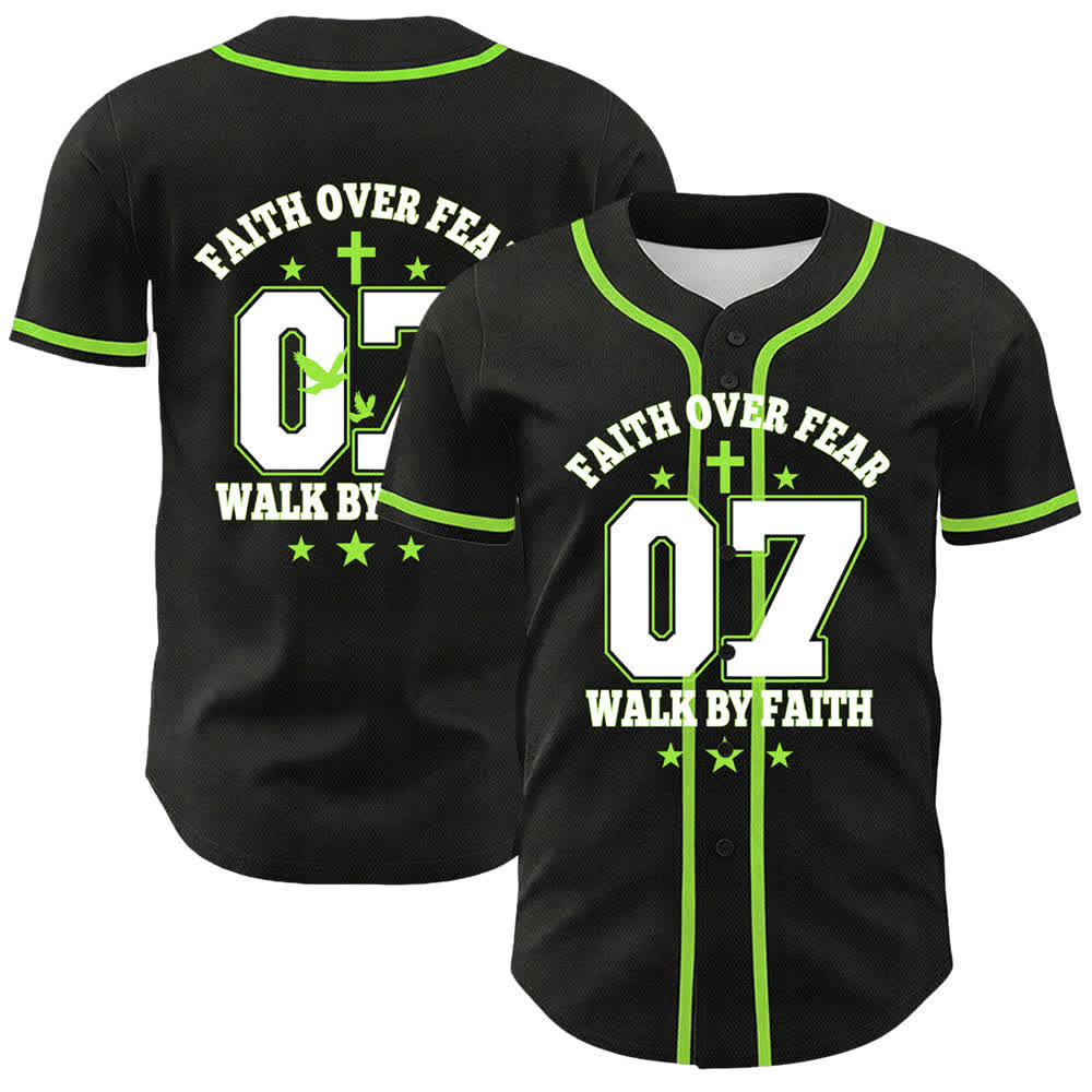 Christianartworkshop Glaube statt Angst Gehe an der Angst vorbei Nummer 07 Taubenkreuz Unisex-Baseballtrikot - Hellgrün - 5XL - image 15