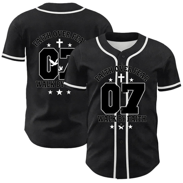 Christianartworkshop Glaube statt Angst Gehe an der Angst vorbei Nummer 07 Taubenkreuz Unisex-Baseballtrikot - Weiß - 5XL - image 3