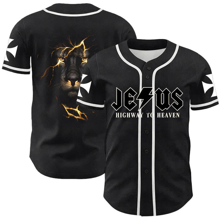 Christianartworkshop Jesus Highway To Heaven Lion Of Judah Unisex Baseball Jersey - Weiß - 5XL - image 3