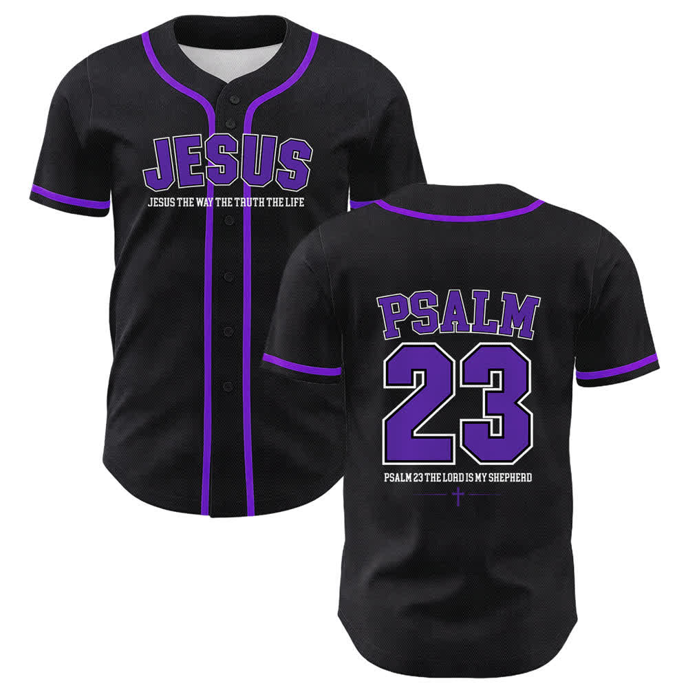 Christianartworkshop Jesus Psalm 23 Der Herr ist mein Hirte Unisex Baseballtrikot - Lila - 5XL - image 21
