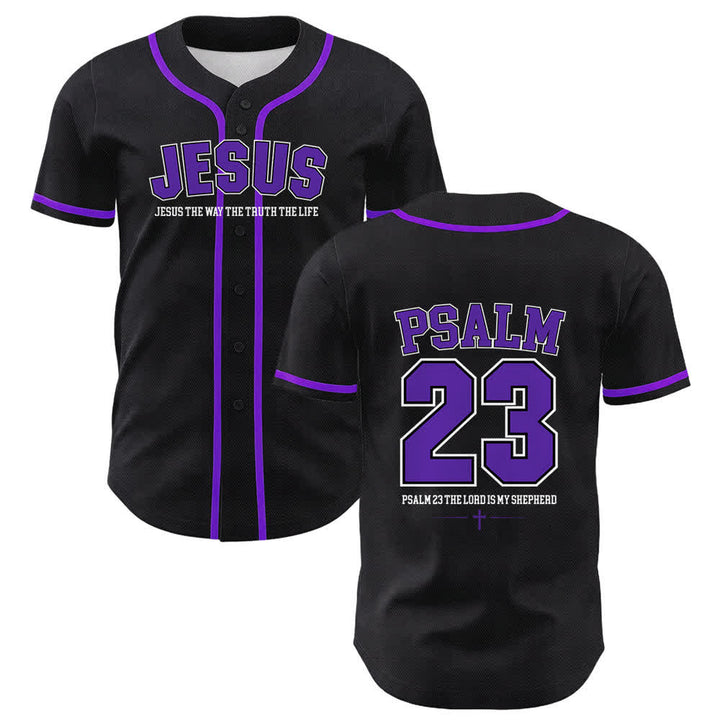 Christianartworkshop Jesus Psalm 23 Der Herr ist mein Hirte Unisex Baseballtrikot - Lila - 5XL - image 21