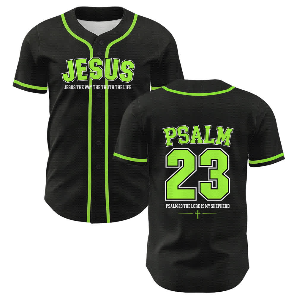 Christianartworkshop Jesus Psalm 23 Der Herr ist mein Hirte Unisex Baseballtrikot - Hellgrün - 5XL - image 18