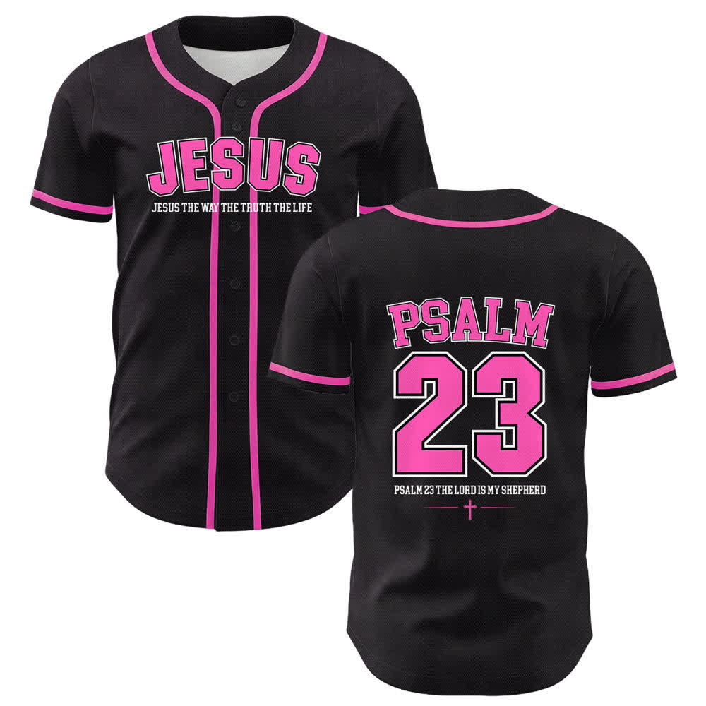 Christianartworkshop Jesus Psalm 23 Der Herr ist mein Hirte Unisex Baseballtrikot - Rosa - 5XL - image 9