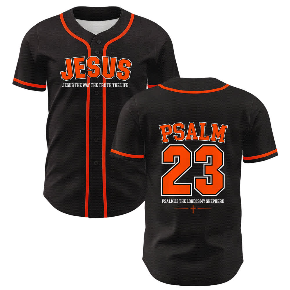Christianartworkshop Jesus Psalm 23 Der Herr ist mein Hirte Unisex Baseballtrikot - Orange - 5XL - image 15