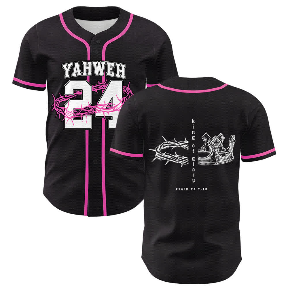 Christianartworkshop Jahwe 24 König der Herrlichkeit Psalm 24 Unisex-Baseballtrikot - Rosa - 5XL - image 6