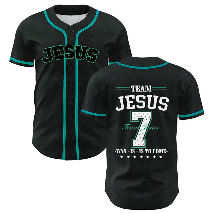 Christianartworkshop Team Jesus Nummer 7 Was Ist Ist Kommt Unisex Baseballtrikot - Dunkelgrün - 5XL - image 24