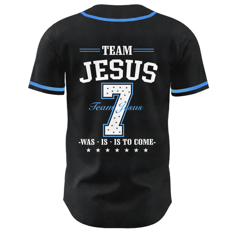 Christianartworkshop Team Jesus Nummer 7 Was Ist Ist Kommt Unisex Baseballtrikot - image 1