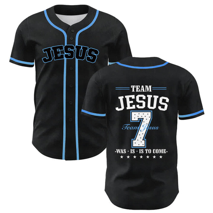 Christianartworkshop Team Jesus Nummer 7 Was Ist Ist Kommt Unisex Baseballtrikot - Blau - 5XL - image 0