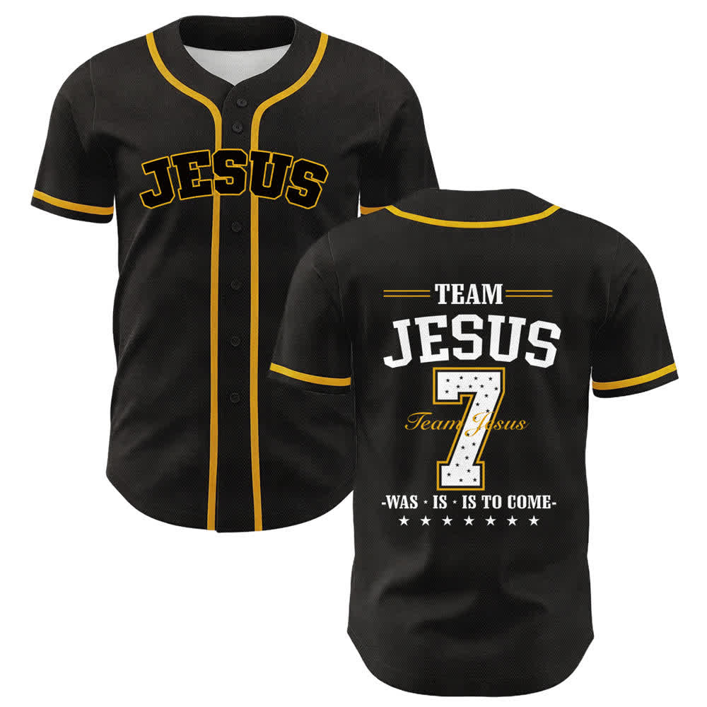 Christianartworkshop Team Jesus Nummer 7 Was Ist Ist Kommt Unisex Baseballtrikot - Gelb - 5XL - image 3