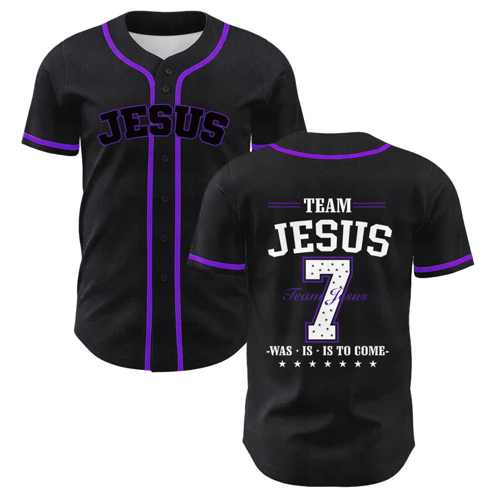 Christianartworkshop Team Jesus Nummer 7 Was Ist Ist Kommt Unisex Baseballtrikot - Lila - 5XL - image 21