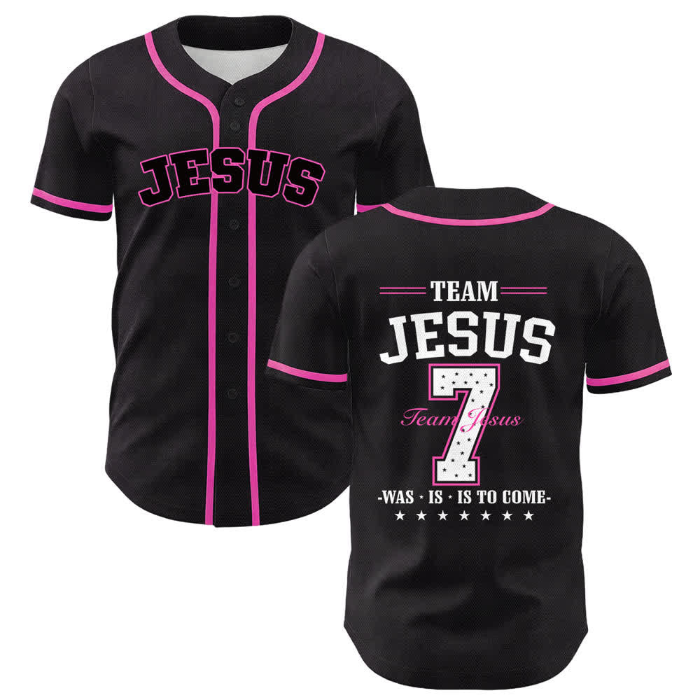 Christianartworkshop Team Jesus Nummer 7 Was Ist Ist Kommt Unisex Baseballtrikot - Rosa - 5XL - image 9