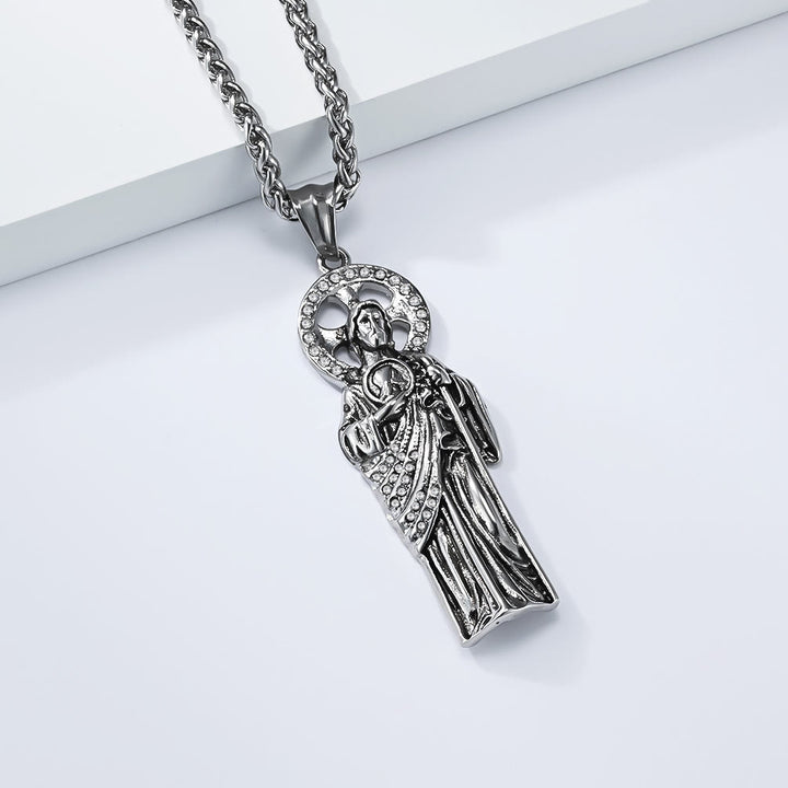 Christianartworkshop Strass-Halo-Anhänger mit dem Heiligen Judas Thaddäus in Kuba: Symbol verzweifelter Rettung - Silber - image 4
